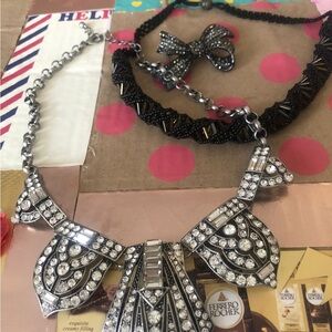 Elegant brooch& silver /Black Necklaces